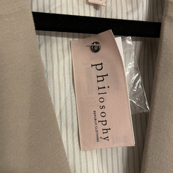 Philosophy Womn 14 Beige Desert Rock Single Button Front Ponte Blazer Jacket NWT - Picture 8 of 13